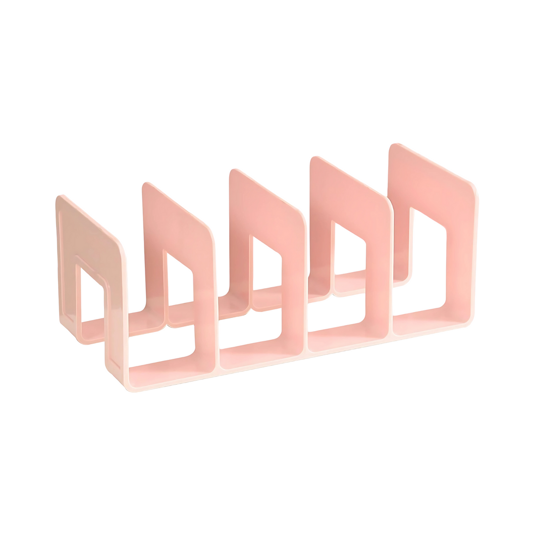 Acrylic Bookends Storage Rack with Compartments for Desk Bookshelf Organizer