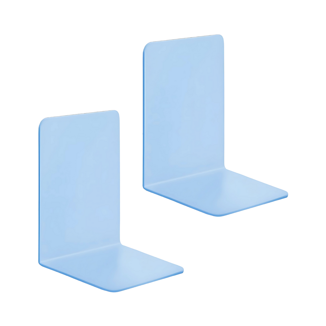 Blue Acrylic Bookends Modern L Shaped Bookshelf Organizer