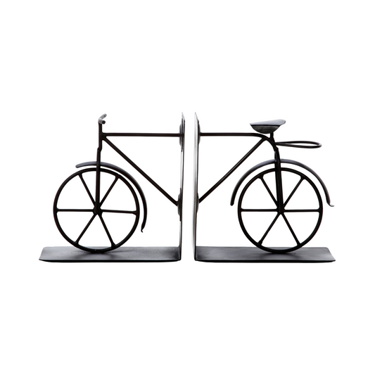 Decorative Black Bicycle Bookend Stylish Metal Tabletop Accent
