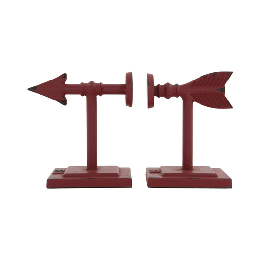 Decorative Red Arrow Bookend Cast Iron Traditional Home Office Accessory