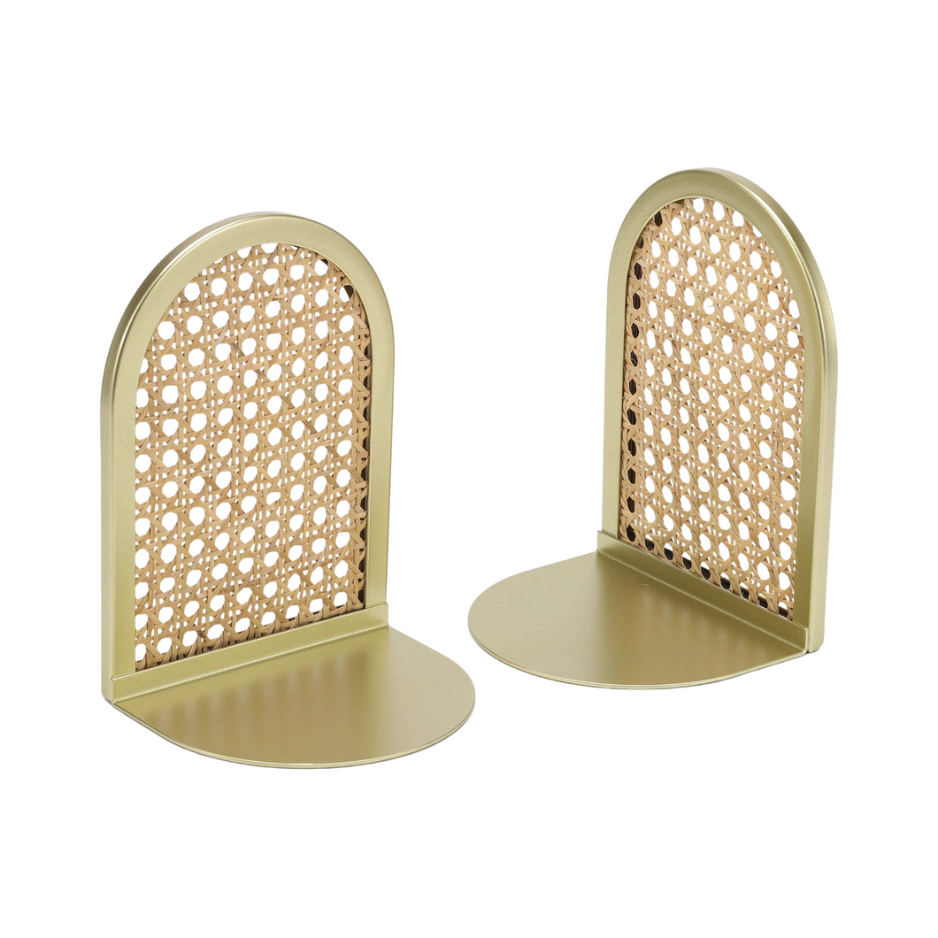 Golden Rattan Decorative Tabletop Bookends Modern Home Decor Accessory