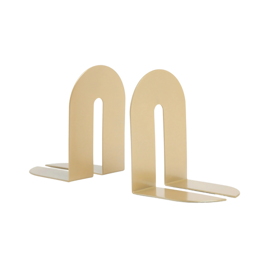 Stylish Gold Metal Arch Bookends for Modern Desk Bookshelf