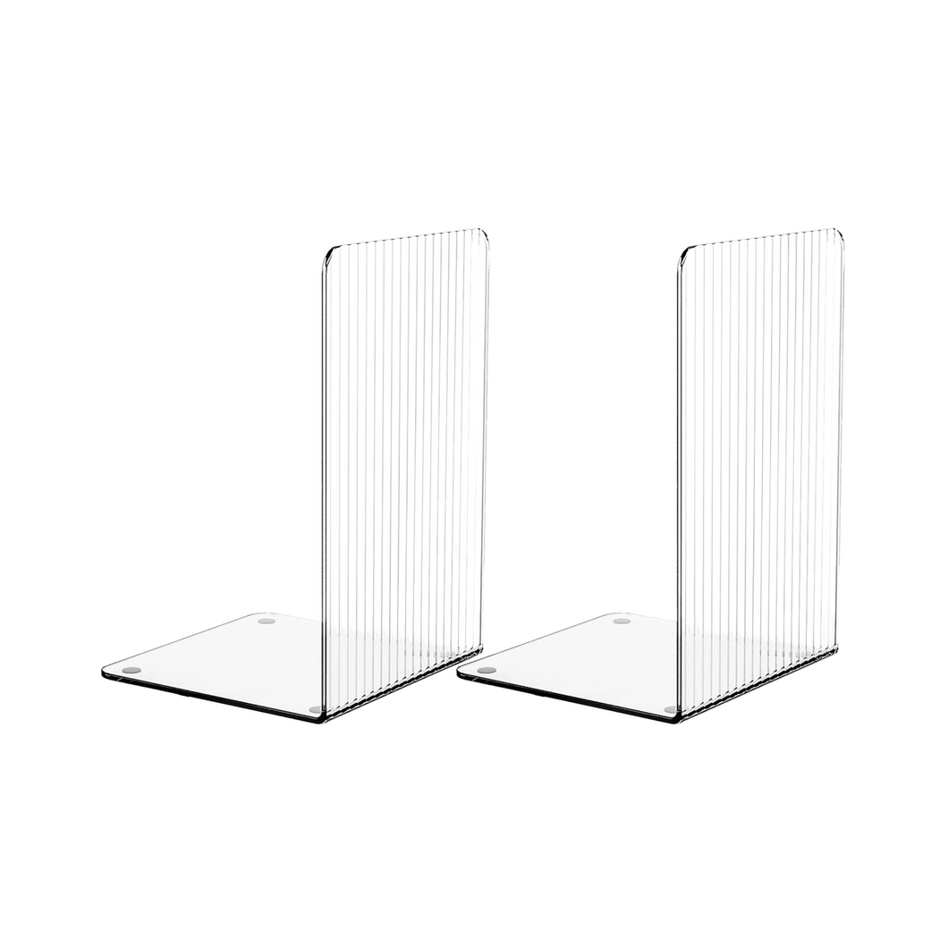 Transparent Acrylic Bookends Modern L Shaped Bookshelf Organizer for Desk